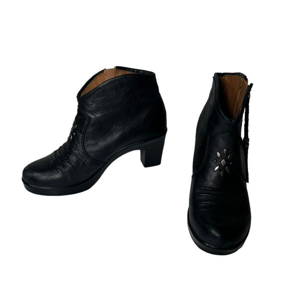 Kravings Leather Stevie Boot Bootie Side Zipper Black Silver Western Size 6 M - Picture 1 of 16